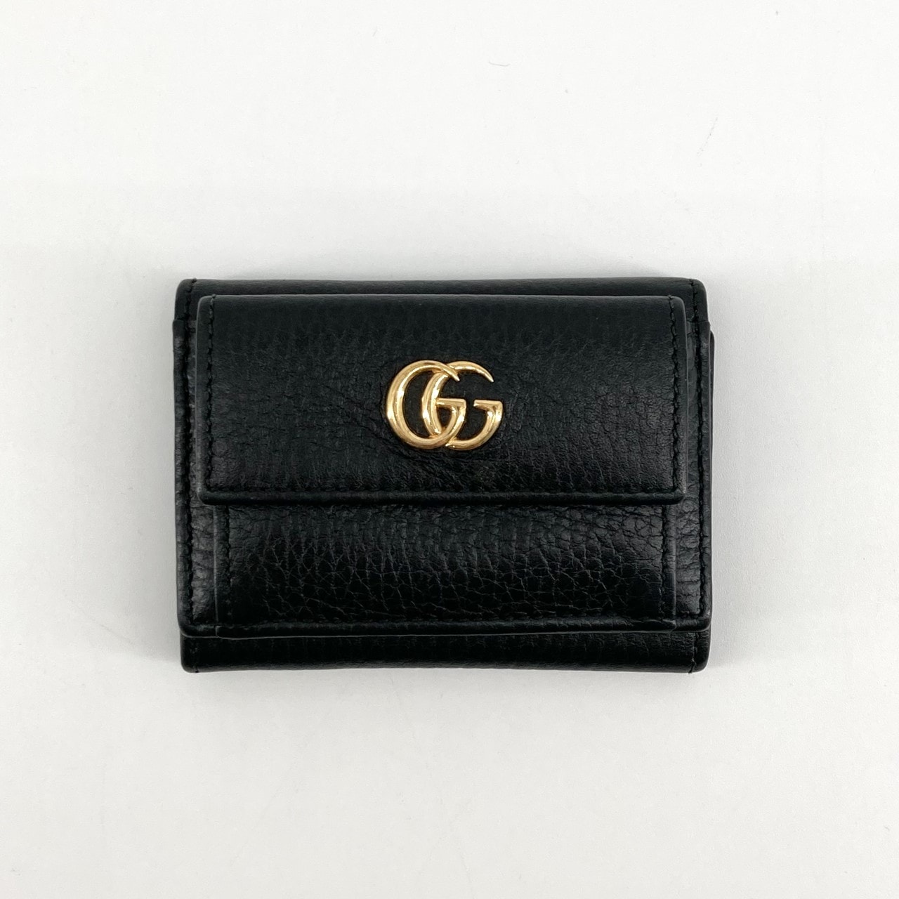 GUCCI(グッチ) GGマーモント テクスチャードレザー 523227 三つ折り財布 ブラック