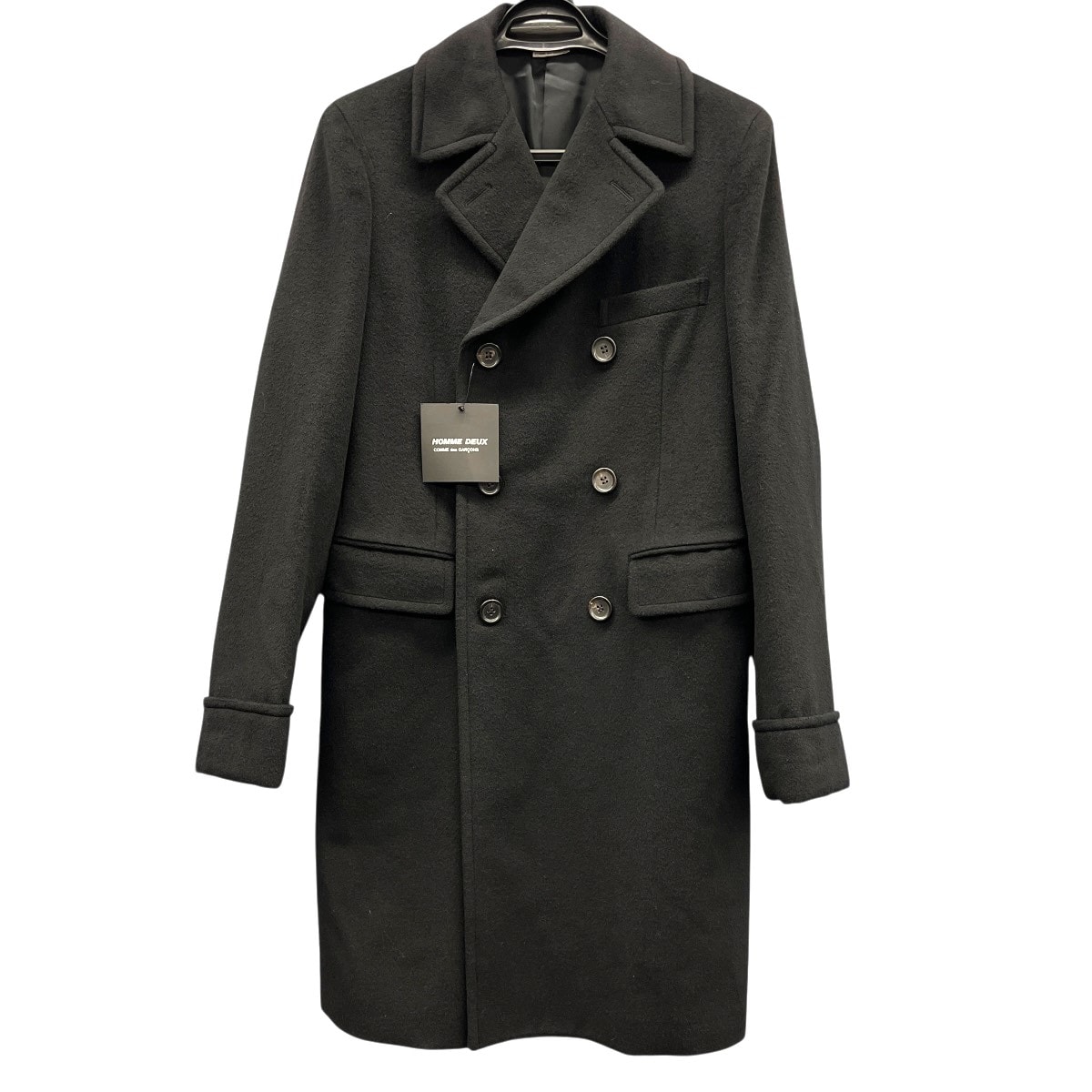 COMME des GARCONS HOMME DEUX 極美品 コムデ ギャルソン オム ドゥ ウール カシミヤ チェスター コート DT-C001 2017年 ブラック #S タグ付き ロングコート アウター Aランク 中古 鑑定済 ギャルソンコート
