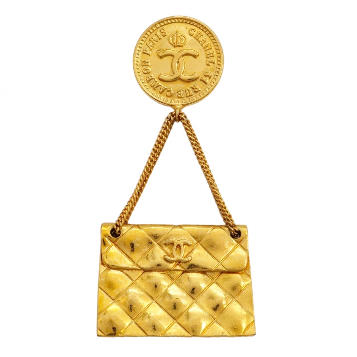 【6jdb0430-k】シャネル ブローチ ヴィンテージ ココマーク マトラッセ GPメッキ ゴールド【中古】レディース