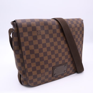 LOUIS VUITTON ルイ・ヴィトン ダミエ ブルックリンMM N51211 ショルダーバッグ ブラウン ベージュ コーティングキャンバス レザー レディース