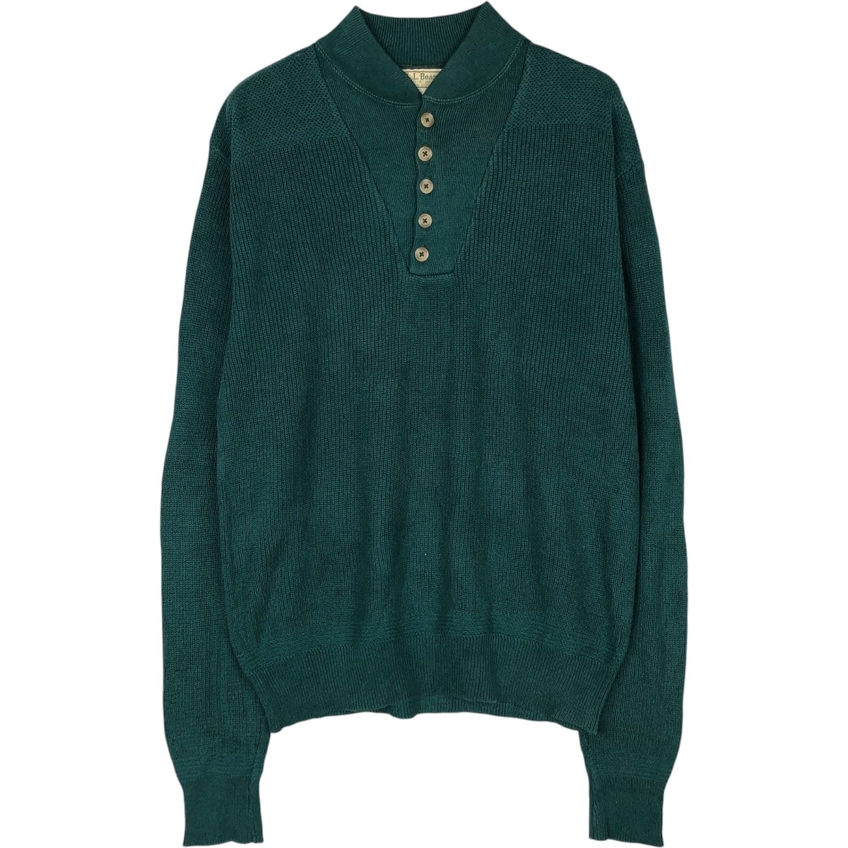 古着 80~90年代 エルエルビーン L.L.Bean リブ編み コットンニットハーフボタンセーター USA製 メンズL相当 ヴィンテージ/eaa654425