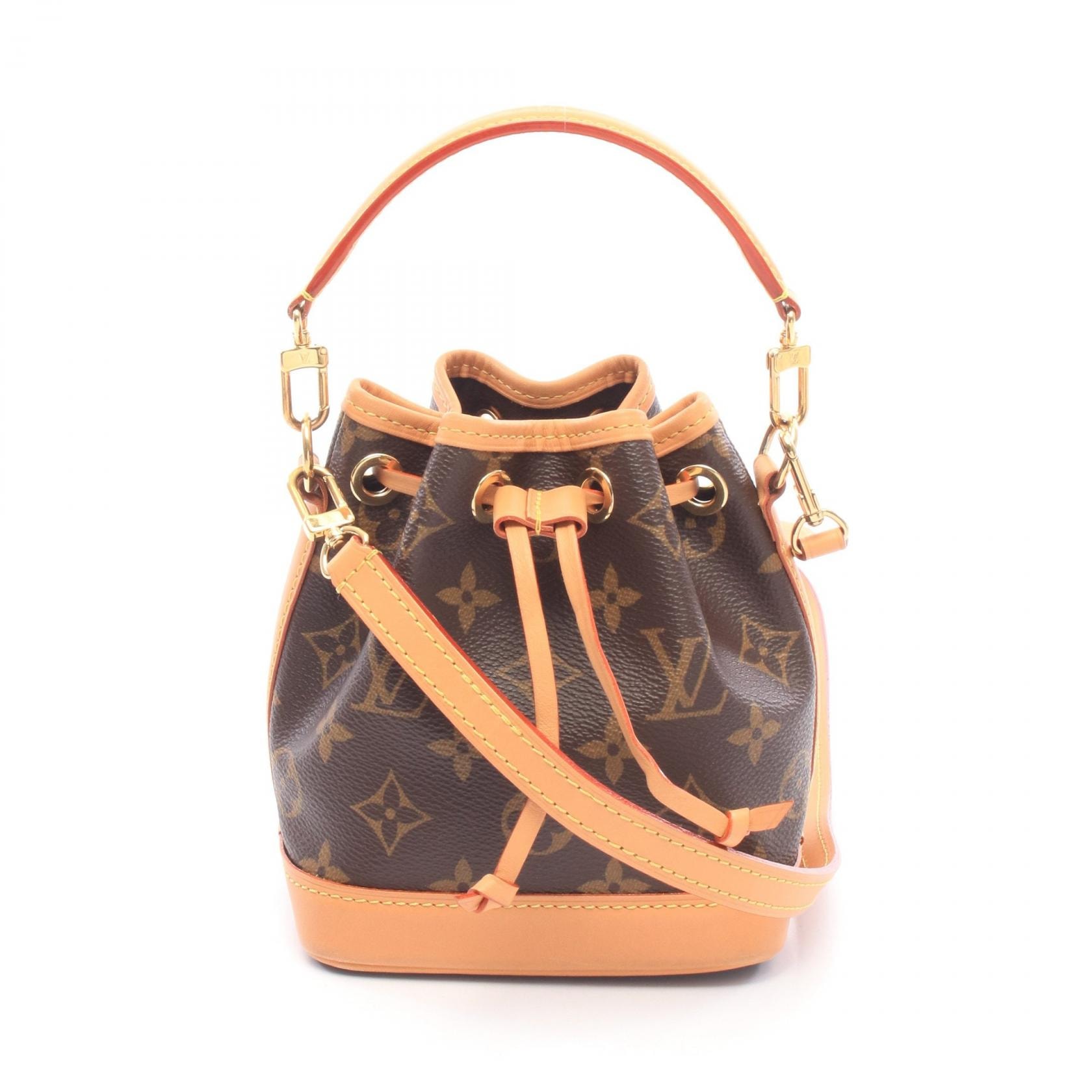 ルイ・ヴィトン LOUIS VUITTON ナノ ノエ モノグラム ハンドバッグ バッグ PVCコーティングキャンバス レザー レディース ブラウン系 M81266 【中古】