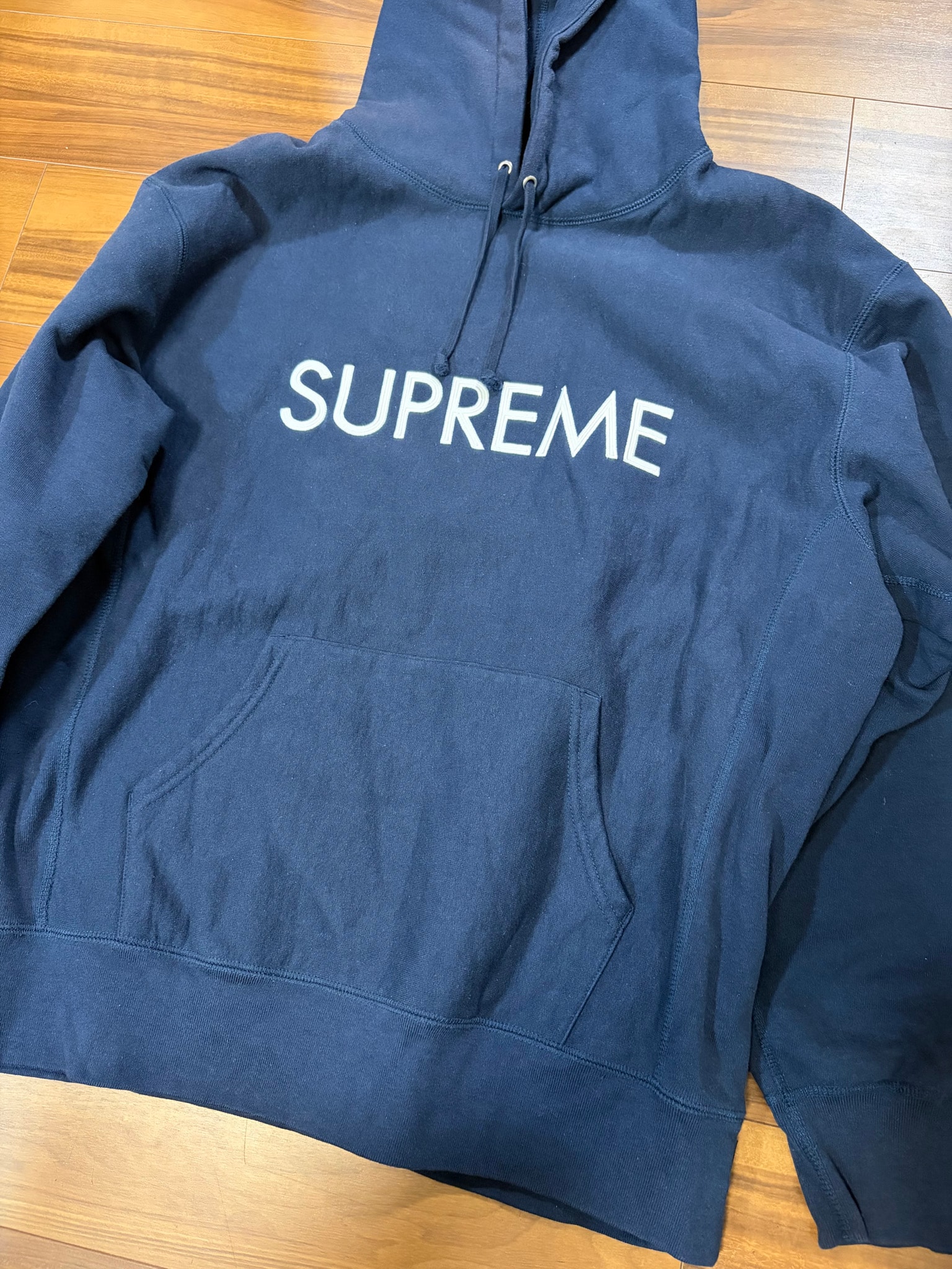 Supreme Capital Hooded Sweatshirt "Navy"
