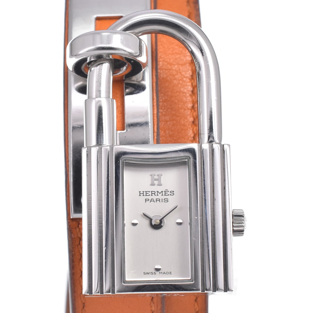 エルメス HERMES KE1.210 ケリーウォッチ ドゥブルトゥール シルバー クォーツ レディース 良品 箱・保証書付き 腕時計 D#149646
