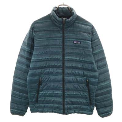 patagonia パタゴニア ボーダー柄 ダウンジャケット S ブルー系 アウトドア 84674