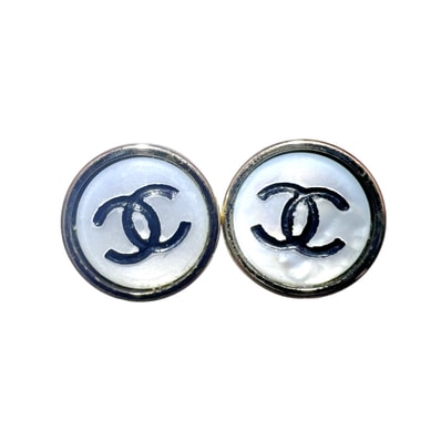 CHANEL シャネル ココマーク シェル スタッド ピアス 98P 1998年製 コスチュームジュエリー アクセサリー ゴールド シェルブルー ヴィンテージ アンティーク Bランク 鑑定済 中古 シャネルピアス