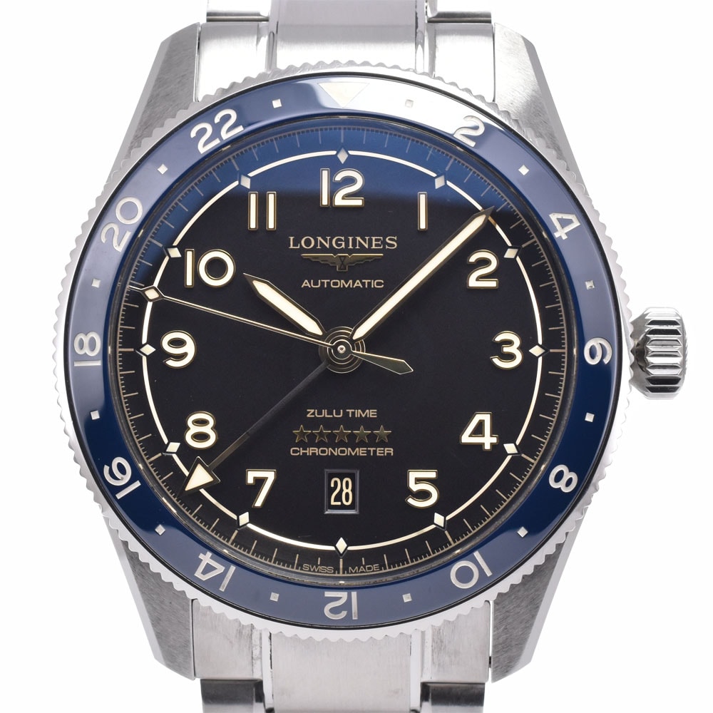 ロンジン LONGINES L3.812.4 スピリット ズールータイム デイト ブラック 自動巻き メンズ 美品 箱・保証書付き 腕時計 R#149247