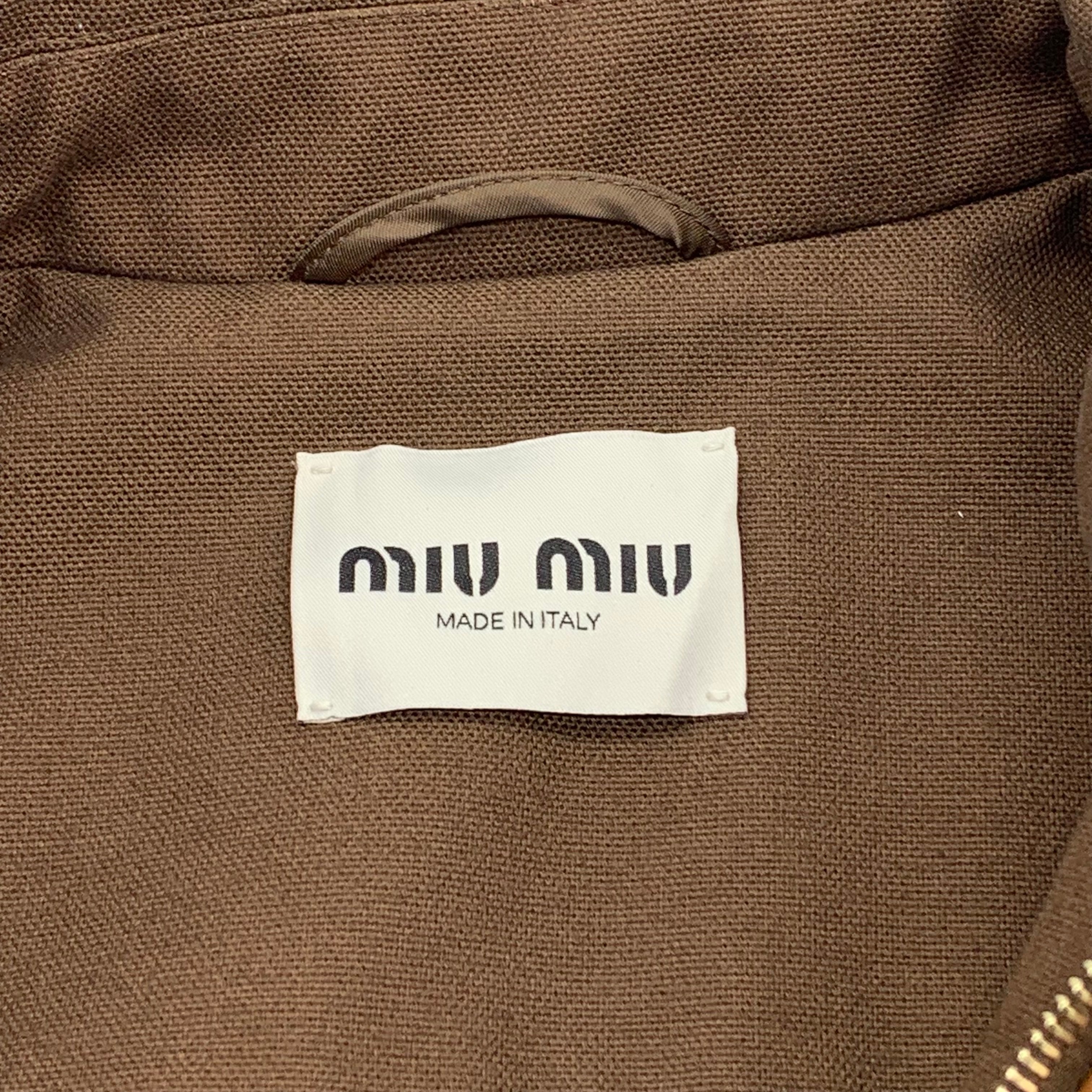 A (未使用に近い)】MiuMiu ジャカード キャンバス ブルゾンジップ Lの