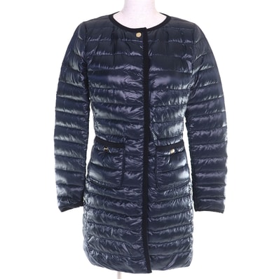 極美品 ヘルノ ノーカラー ライトダウンコート 38 PI1055D-12017