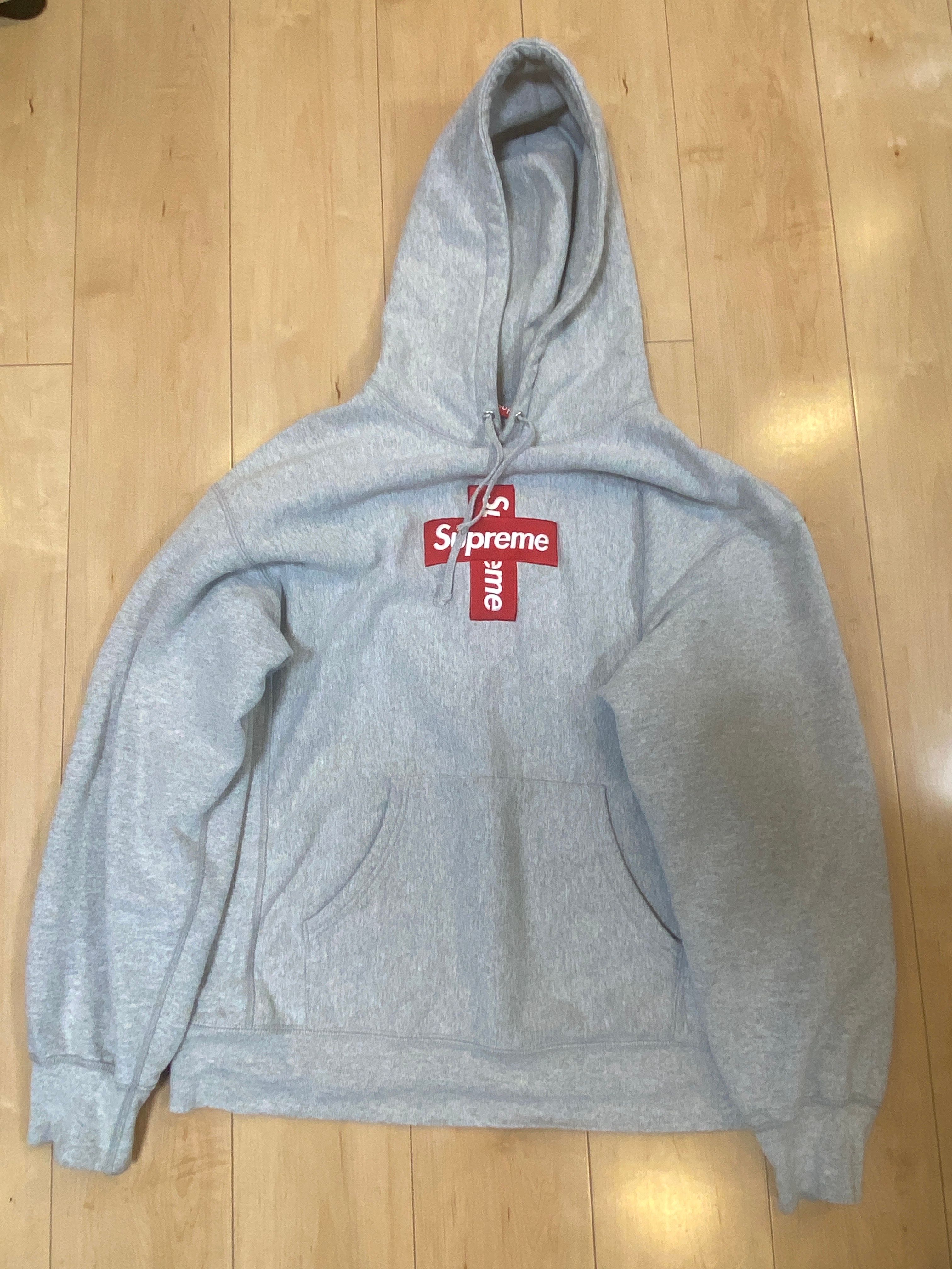 Supreme Cross Box Logo Hooded Sweatshirt "Grey"