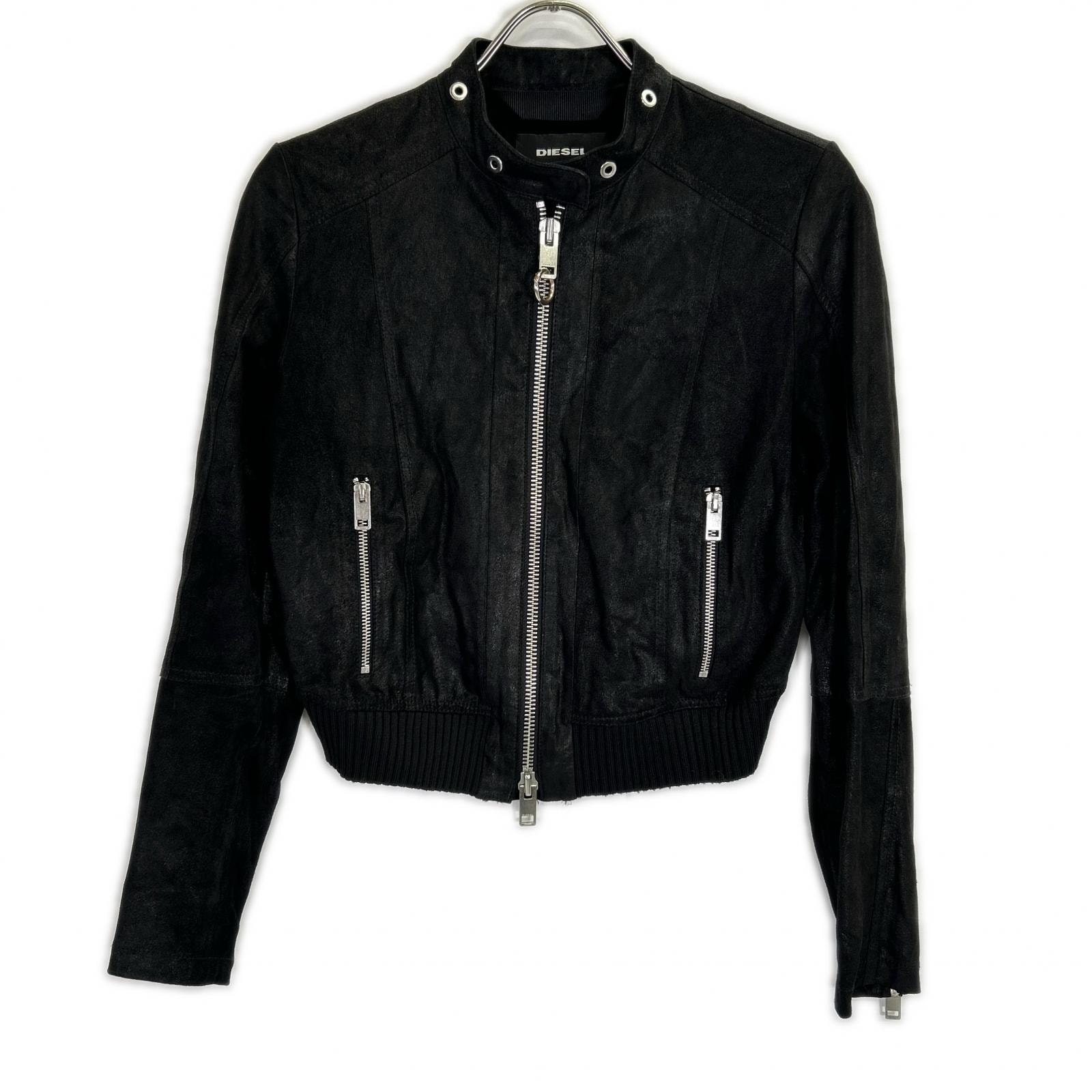 ディーゼル ブラック ラムレザー ラーダース ブルゾン XS