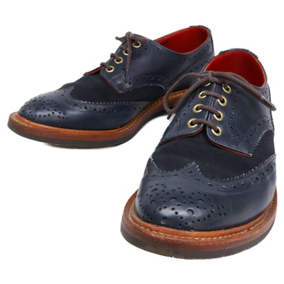 トリッカーズ M7292 レザーxスエード BOURTONバートン ウィングチップ シューズ 9.5