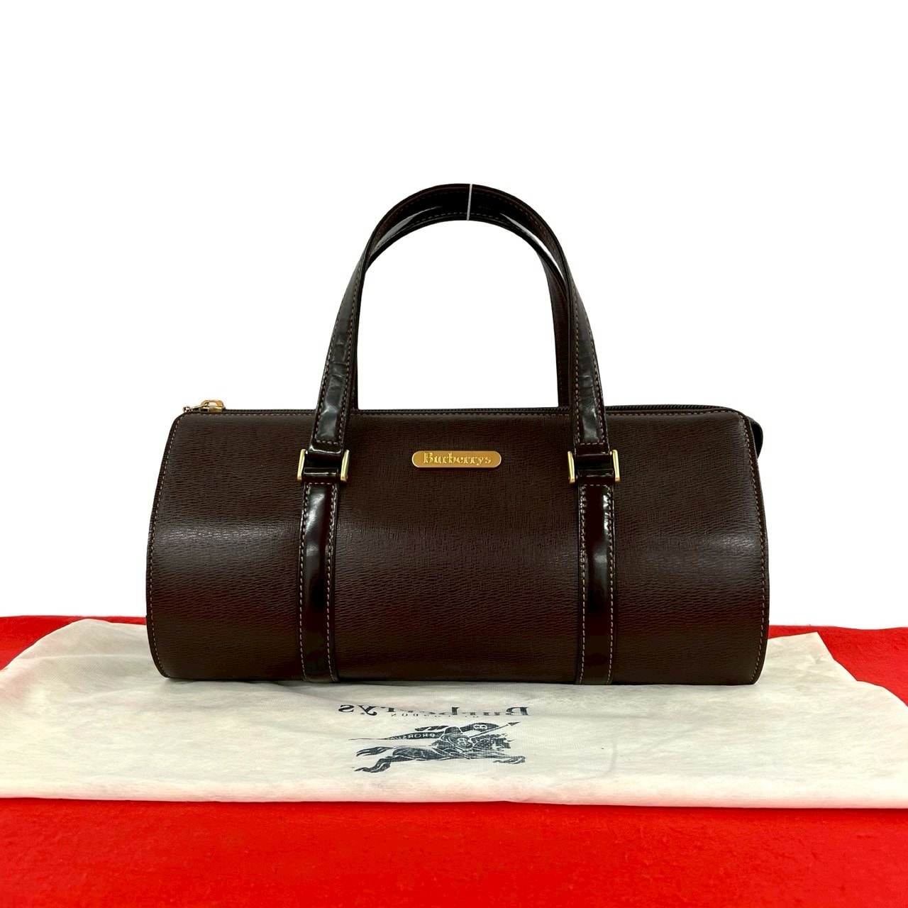 BURBERRY バーバリー ロゴ 金具 ノバチェック レザー ハンドバッグ ブラウン
 93570