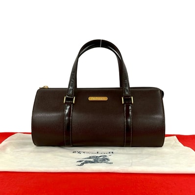 BURBERRY バーバリー ロゴ 金具 ノバチェック レザー ハンドバッグ ブラウン
93570