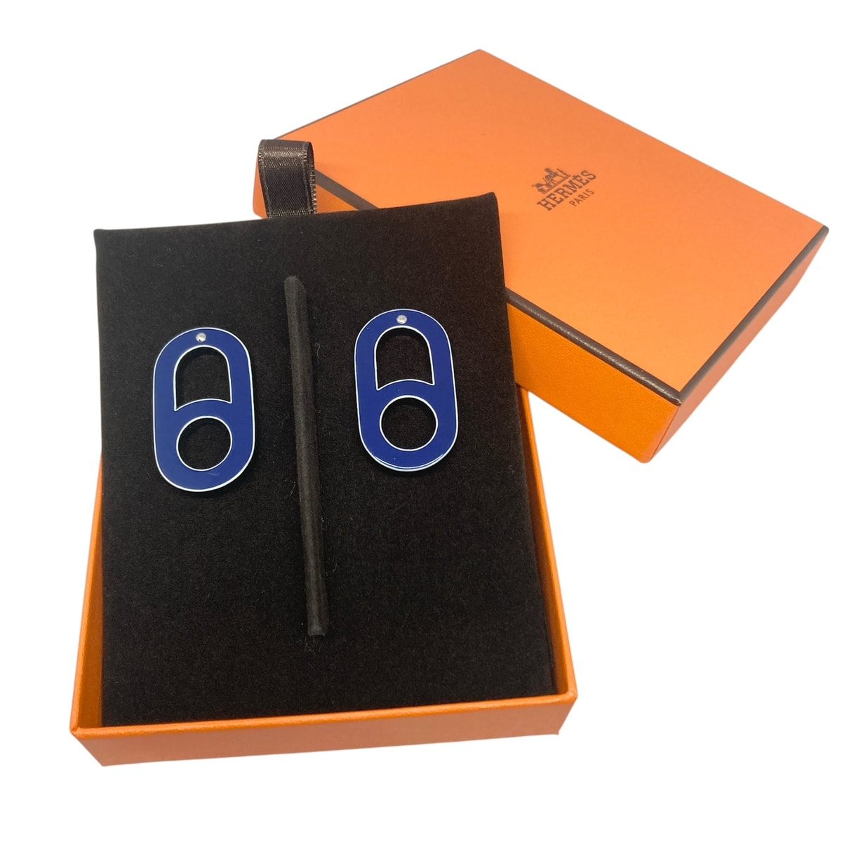 HERMES エルメス ヴァリシオン ピアス ブルー ネイビー レッド  レディース【中古】