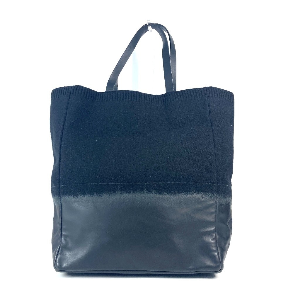 シャネル CHANEL CC ココマーク ロゴ 縦型トート トートバッグ カバン 肩掛け ショルダーバッグ ニット/レザー ブラック