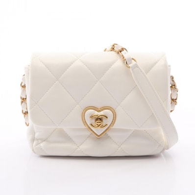 シャネル CHANEL マトラッセ ハートロック ショルダーバッグ バッグ ラムスキン(羊革) レディース ホワイト系 AS3979 【中古】