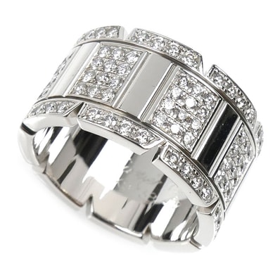 CARTIER カルティエ K18WG ホワイトゴールド タンクフランセーズ LM リング・指輪 ダイヤモンド 13号 53 14.8g レディース【中古】【美品】