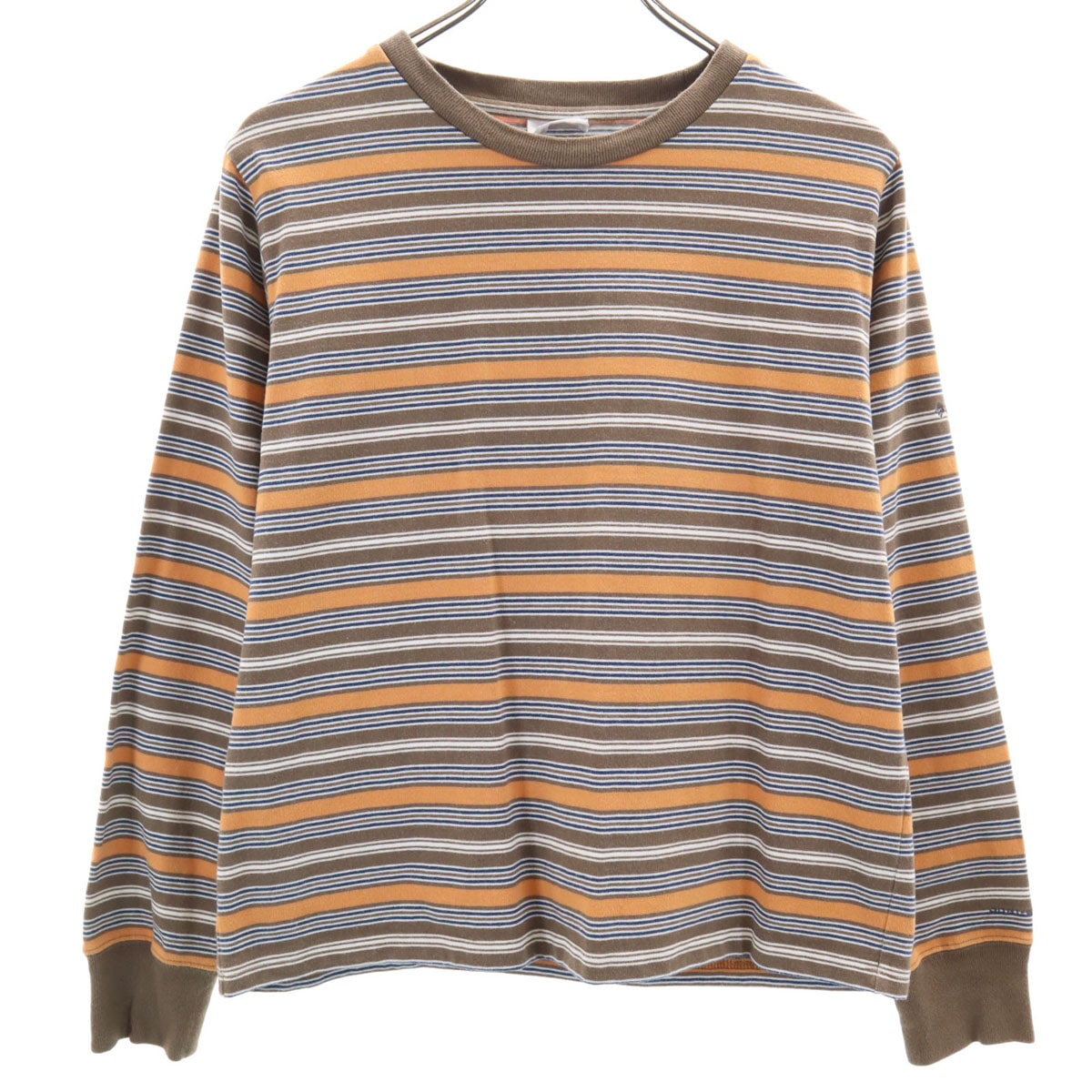 Columbia コロンビア ボーダー柄 長袖 Tシャツ M ブラウン ロンT アウトドア