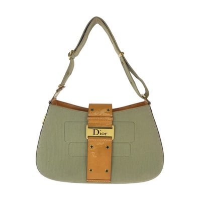 Christian Dior クリスチャンディオール ヴィンテージ ストリートシック カーキ ブラウン ゴールド金具 キャンバス レザー/ ショルダーバッグ 1-0292556 【中古】