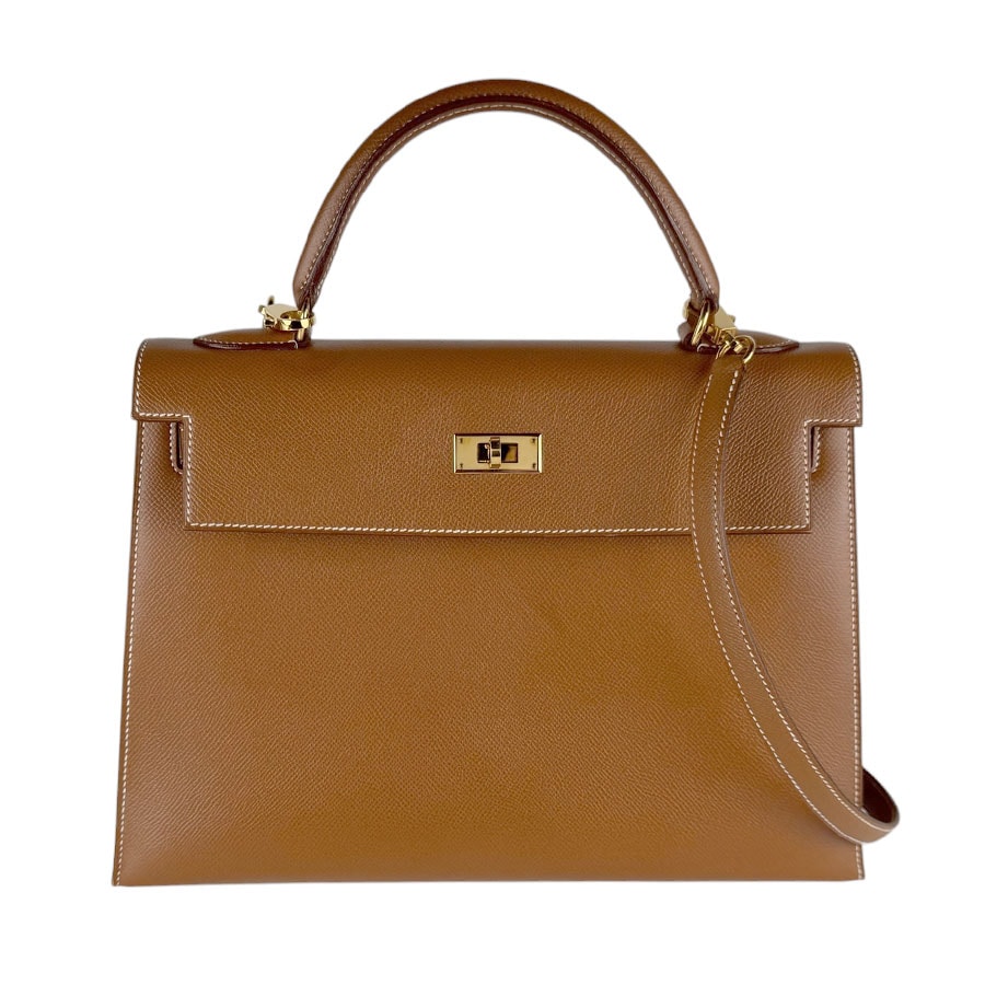 エルメス HERMES ハンドバッグ ショルダーバッグ ケリー32 外縫い クシュベル ゴールド ゴールド レディース【中古】 z10124