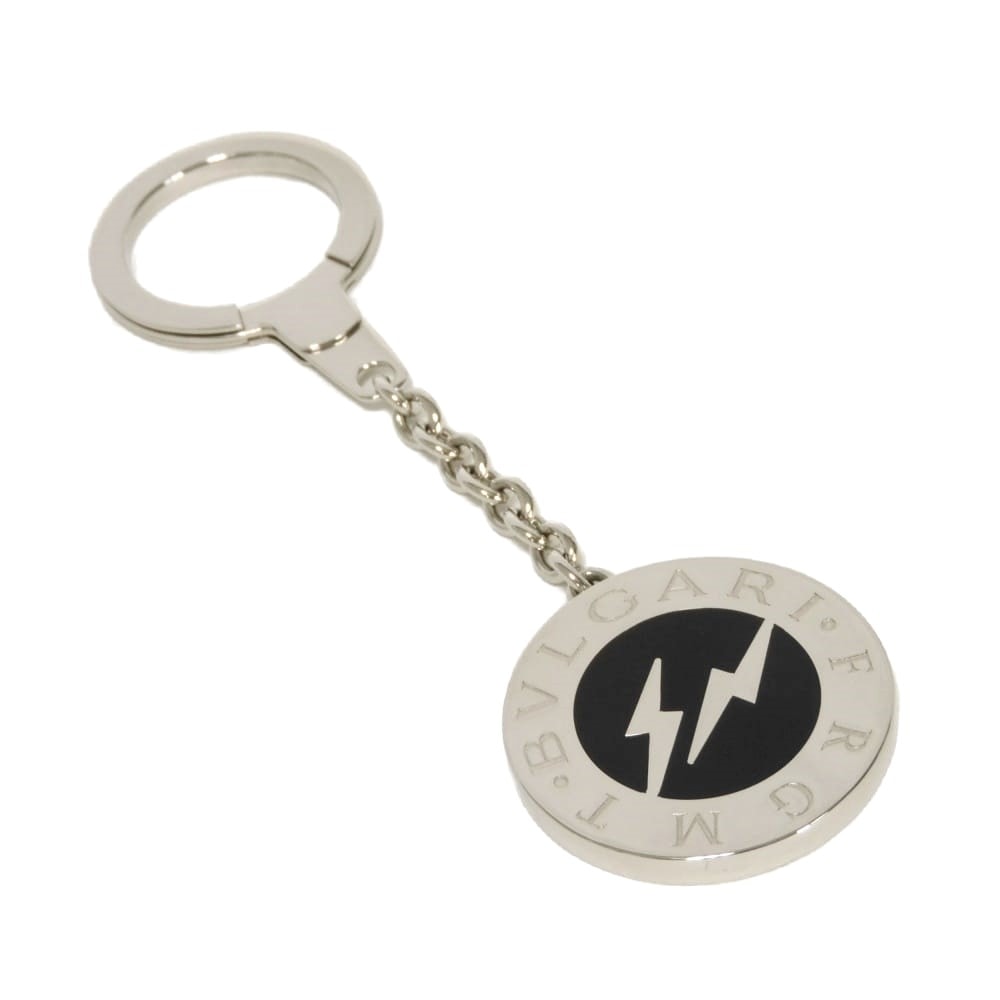 BVLGARI ブルガリ BB フラグメント キーリング サークルロゴ ツイスト サンダーマーク 稲妻 シルバー 藤原ヒロシ ブラック キーホルダー 288585