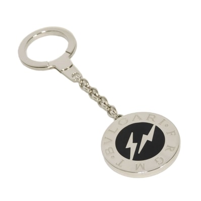 BVLGARI ブルガリ BB フラグメント キーリング サークルロゴ ツイスト サンダーマーク 稲妻 シルバー 藤原ヒロシ ブラック キーホルダー 288585