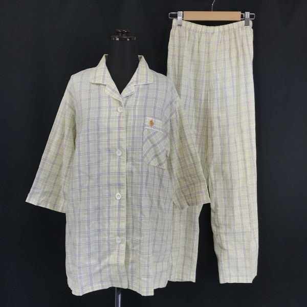 Made in Japan★POLO RALPH LAUREN★上下セットアップ/パジャマ/ルームウェア【Womens size -M/黄色/yellow/チェック柄】Set up◆BH16