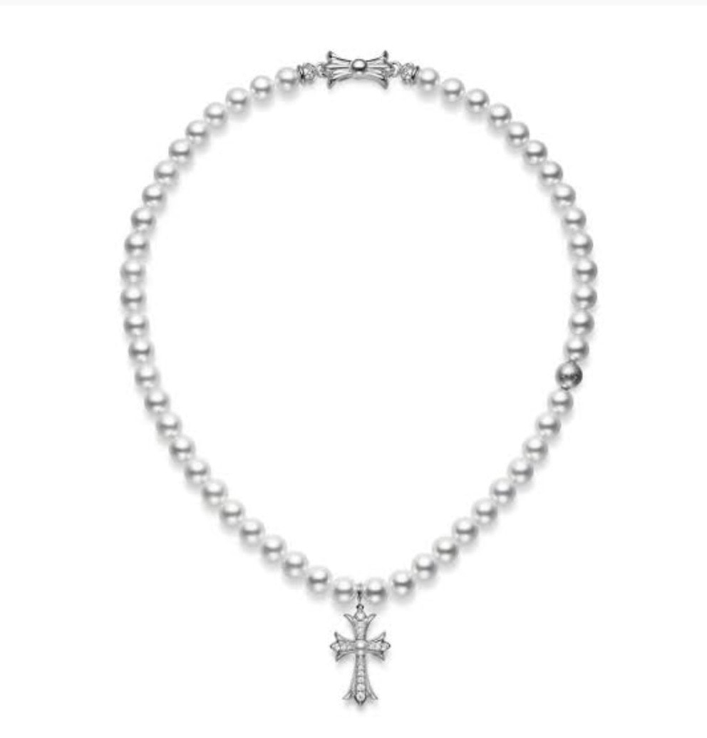 Chrome Hearts x MIKIMOTO Tiny Fat Necklace "White Gold"