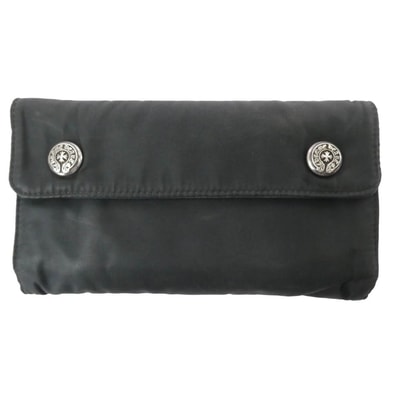 CHROME HEARTS クロムハーツ(原本無) 財布 WAVE ウェーブ ホースシューボタン ナイロン ウォレット 財布 ブラック系 シルバー系【中古】