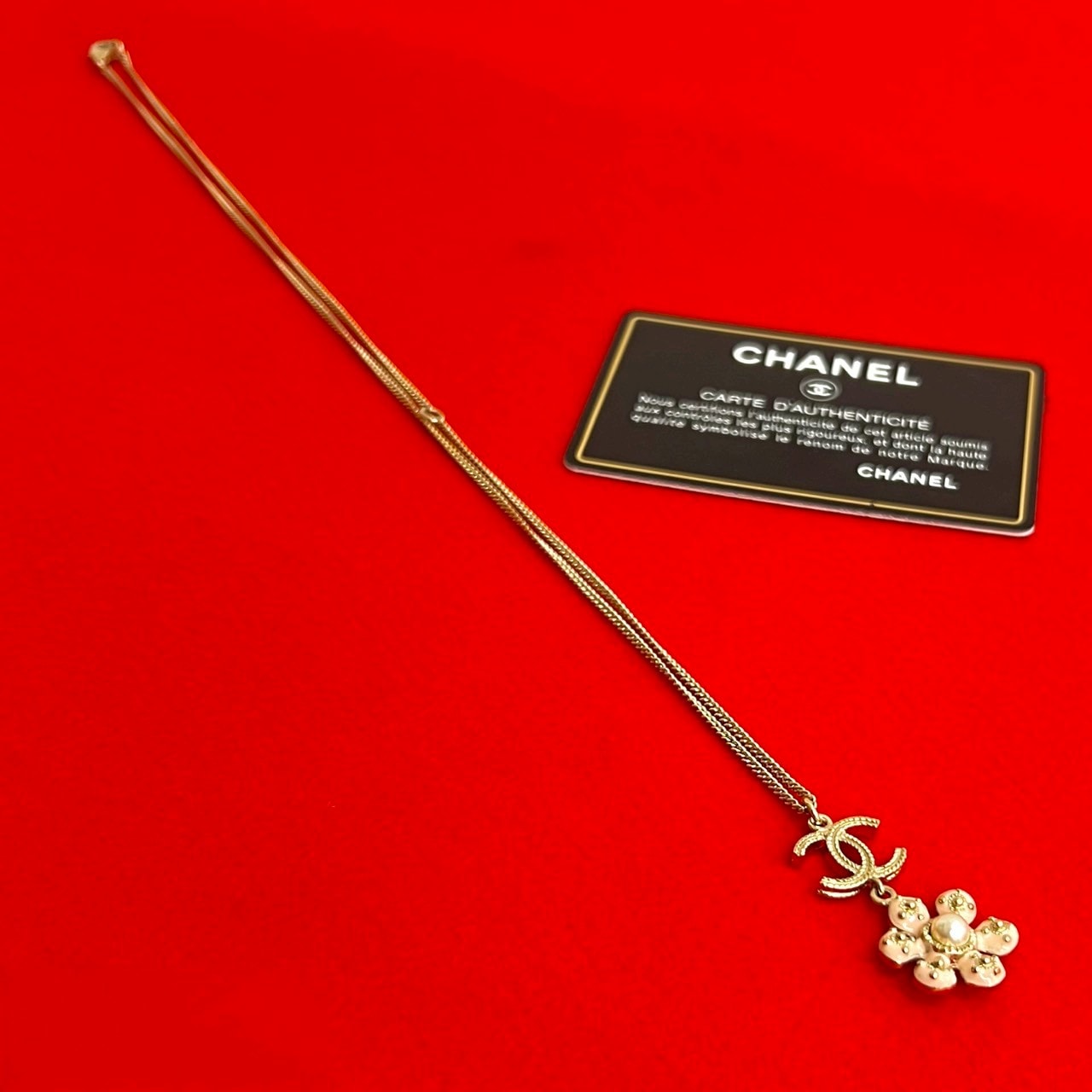 CHANEL シャネル ココマーク フラワーモチーフ GP フェイクパール ネックレス ゴールド
 64651