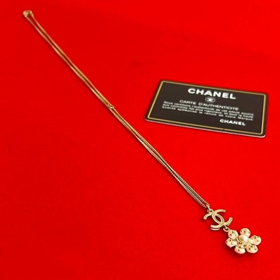 CHANEL シャネル ココマーク フラワーモチーフ GP フェイクパール ネックレス ゴールド
64651