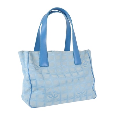 シャネル CHANEL ニュートラベルライントート PM トートバッグ ナイロン レザー ブルー レディース【中古】【Bランク】