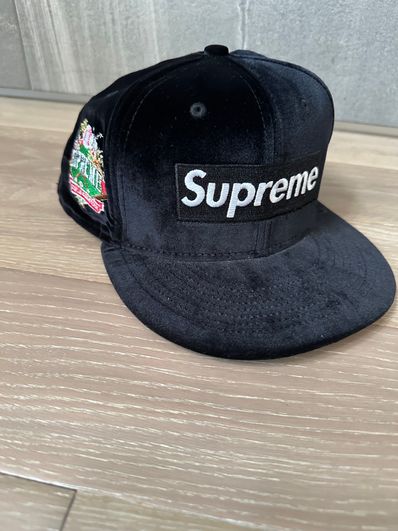 Supreme Velour Box Logo New Era "Black"