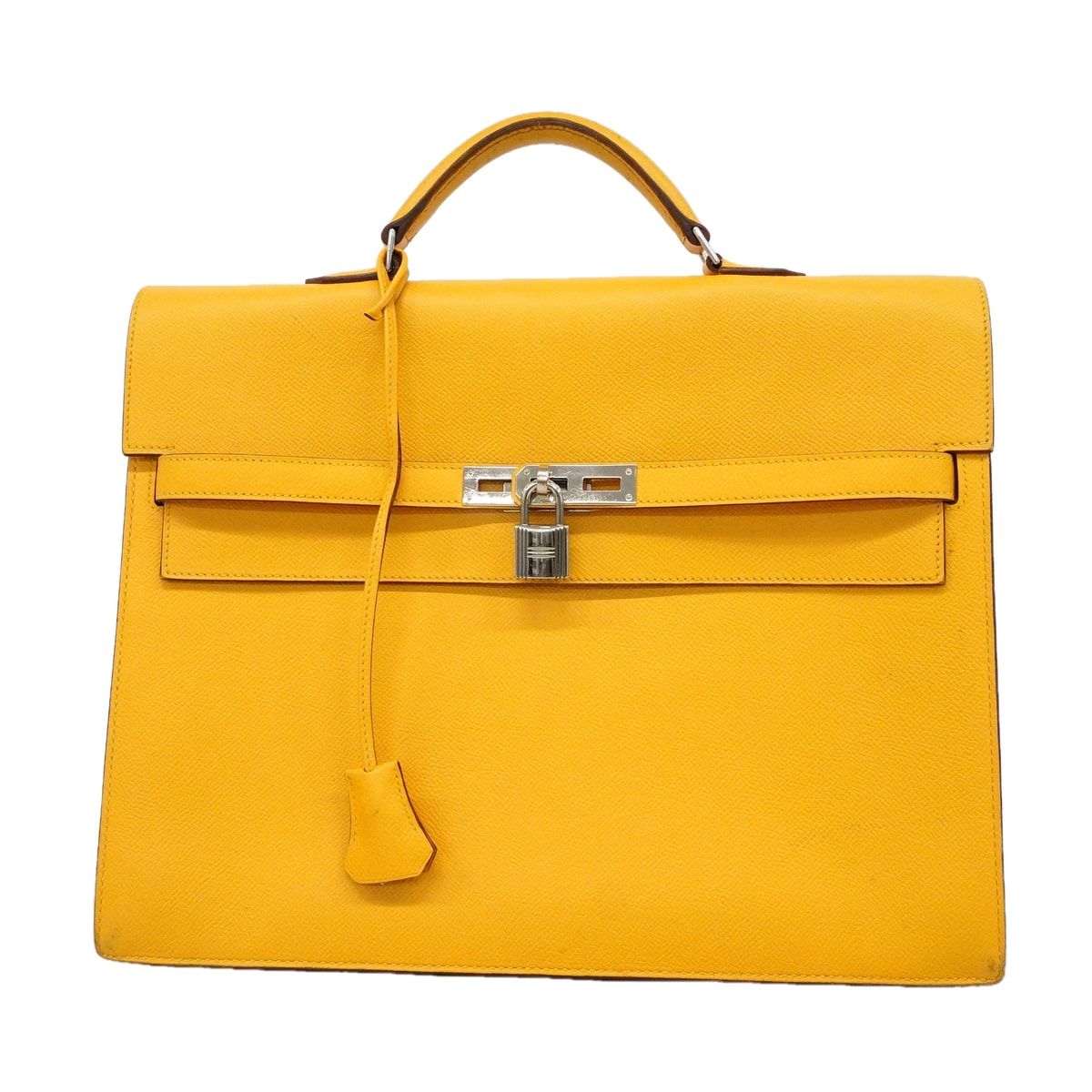 ★SALE【6hc2510】エルメス ブリーフケース ケリーデペッシュ34 ヴォーエプソン ジョーヌ シルバー金具 □M刻印【中古】メンズ