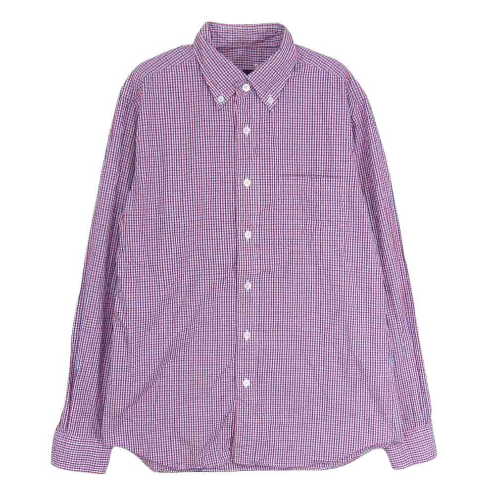 SOPHNET. ソフネット 長袖シャツ ボタンダウン チェック 長袖 シャツ レッド系 M【中古】