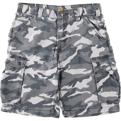 古着 カーハート Carhartt RELAXED FIT 迷彩柄 ダック カーゴショーツ ハーフパンツ メンズw32相当/eaa620673