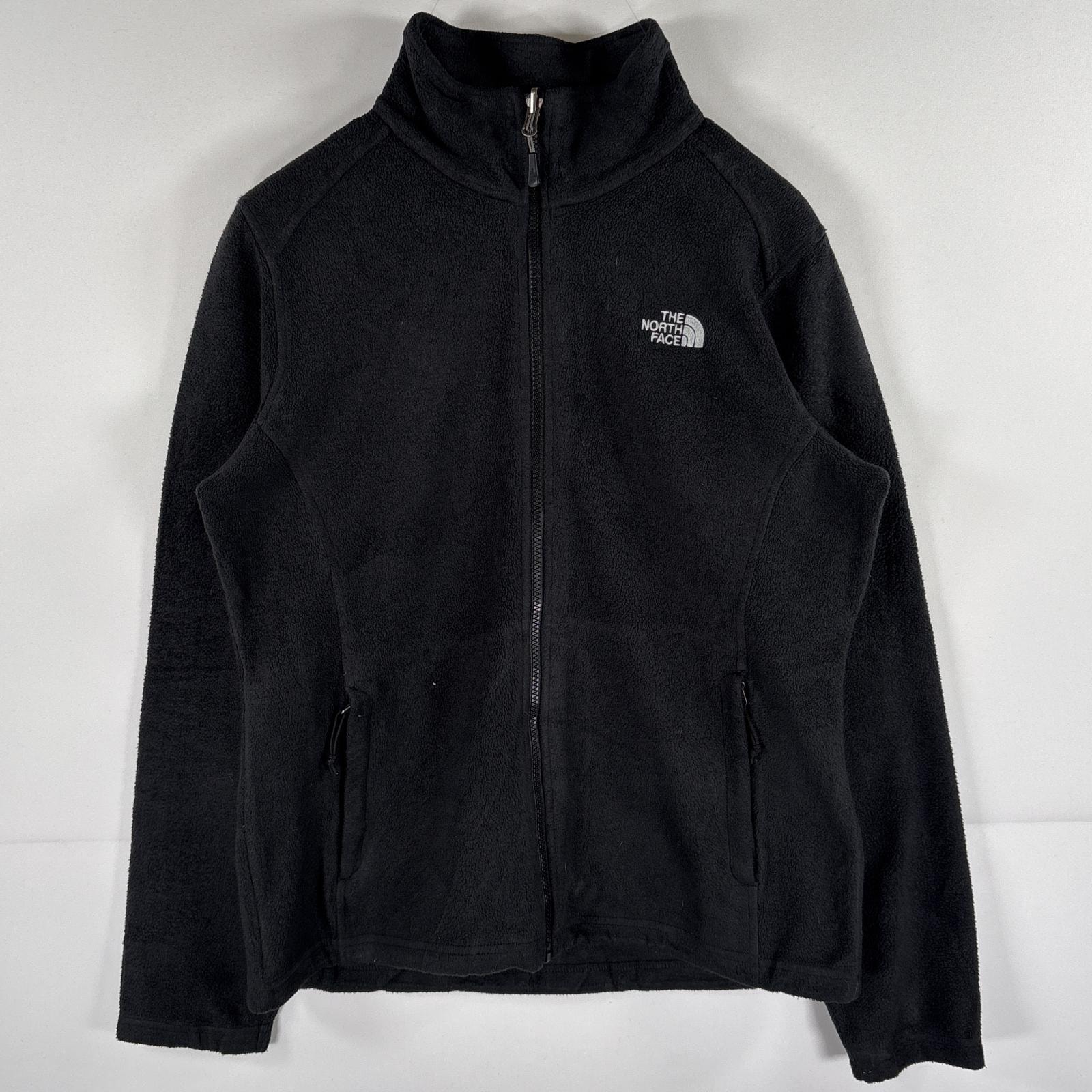古着 ザ・ノースフェイス THE NORTH FACE フルジップフリースジャケット ワンポイントロゴ刺繍 アウトドア L  ブラック レディース