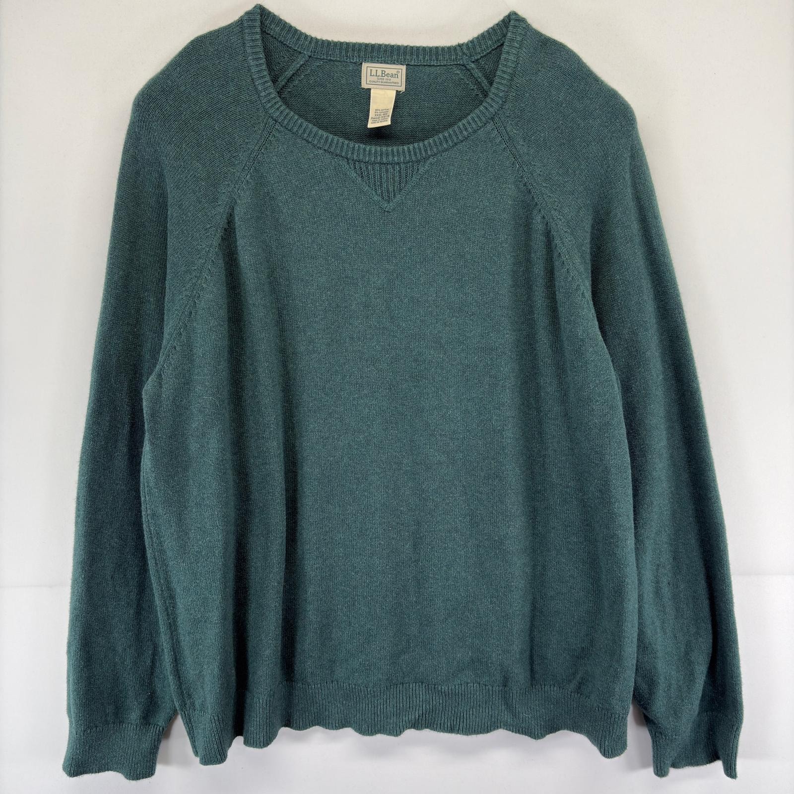 古着 エルエルビーン L.L.Bean ニット カシミア 大きいサイズ クルーネック セーター 3XL  グリーン系 無地 メンズ
