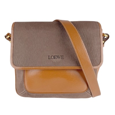 ロエベ LOEWE ショルダーバッグ レザー ブラウン レディース【中古】 z9615