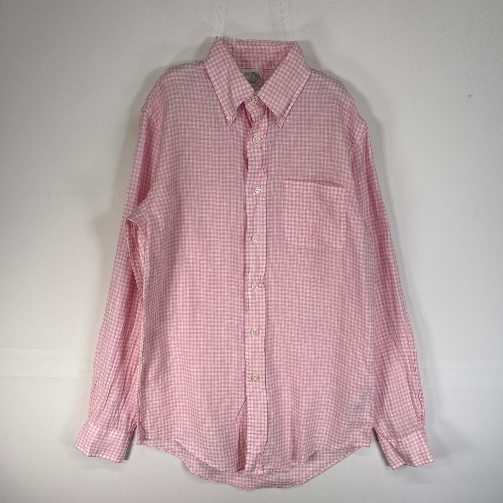 古着 ブルックスブラザーズ Brooks Brothers 長袖シャツ ベアードマクナット IRISH LINEN MILANO S  ピンク チェック メンズ