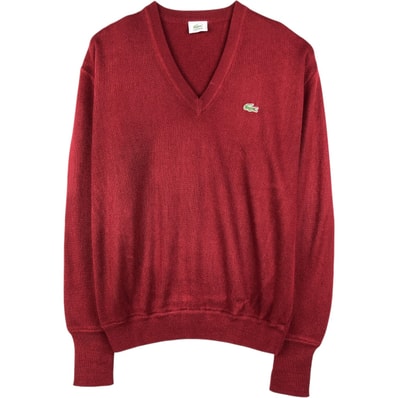 古着 80年代 ラコステ LACOSTE Vネック アクリルニットセーター 4 メンズM相当 ヴィンテージ/eaa645903