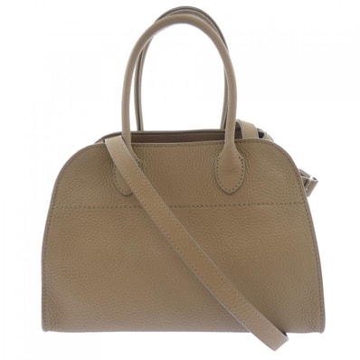 The Row Soft Margaux 10 Bag in Leather "Dark Taupe"