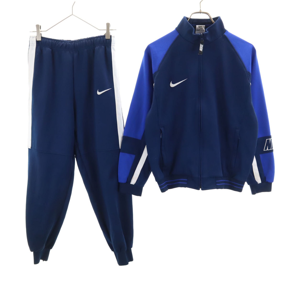 NIKE ナイキ 90s 00s 日本製 白タグ オールド トラックジャケット 上下セットアップ L 14-16 ブルー ジャージ