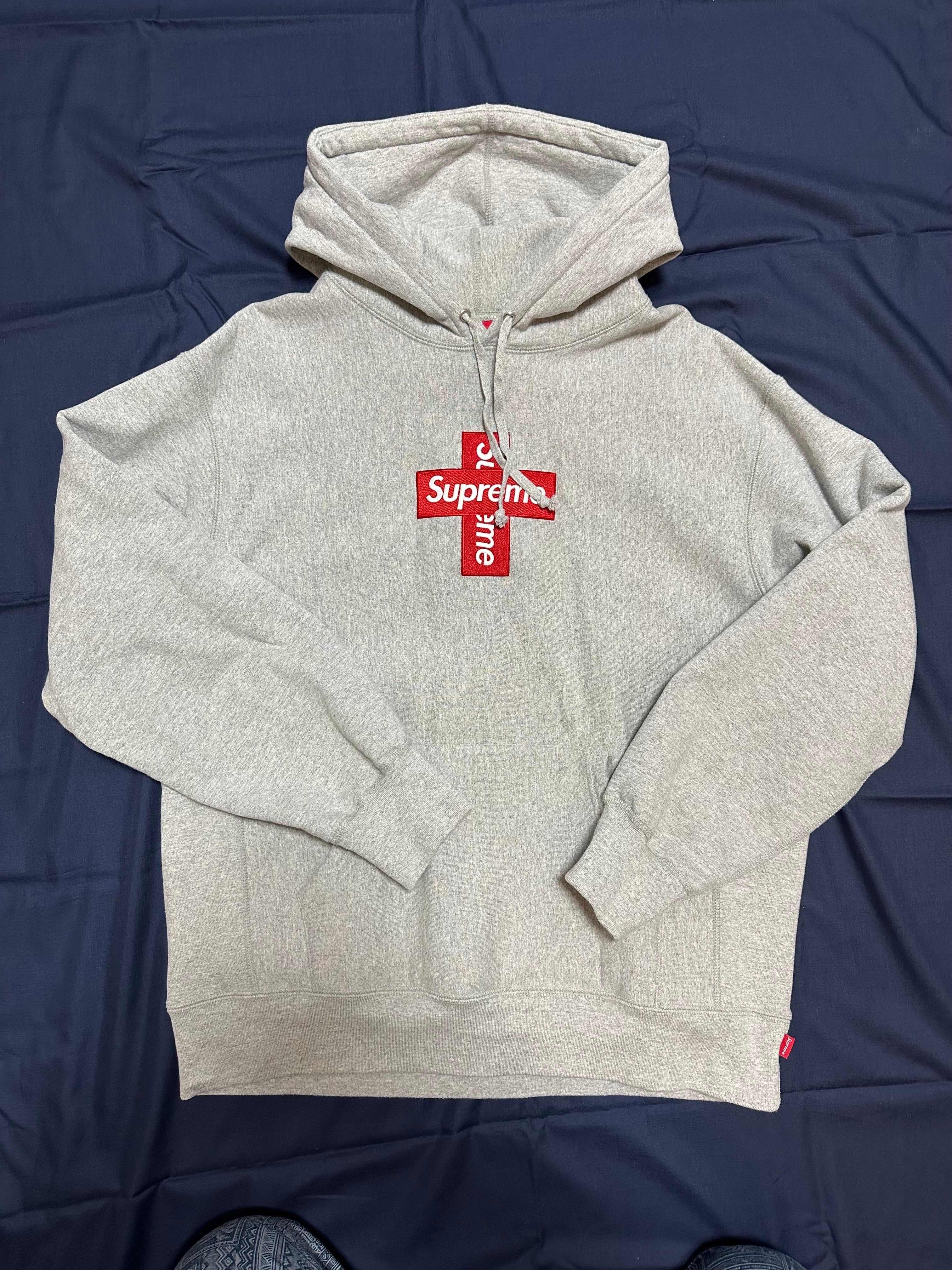 Supreme Cross Box Logo Hooded Sweatshirt "Grey"