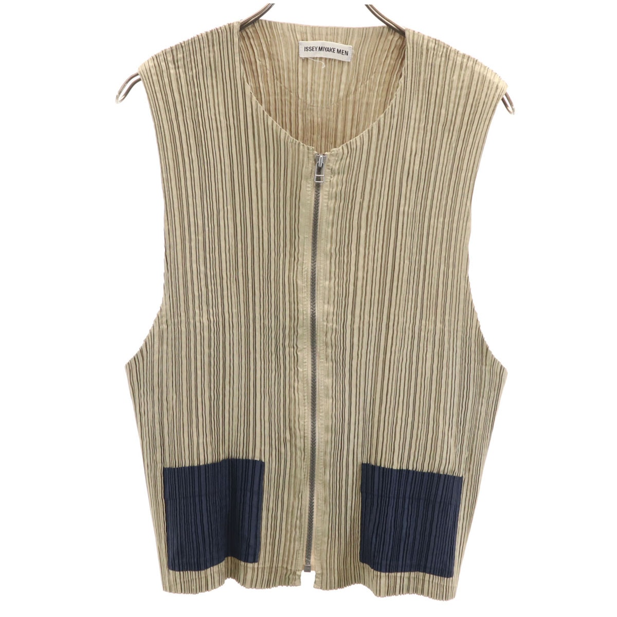 ISSEY MIYAKE MEN イッセイミヤケメン 90s 日本製 オールド プリーツ ベスト M ベージュ