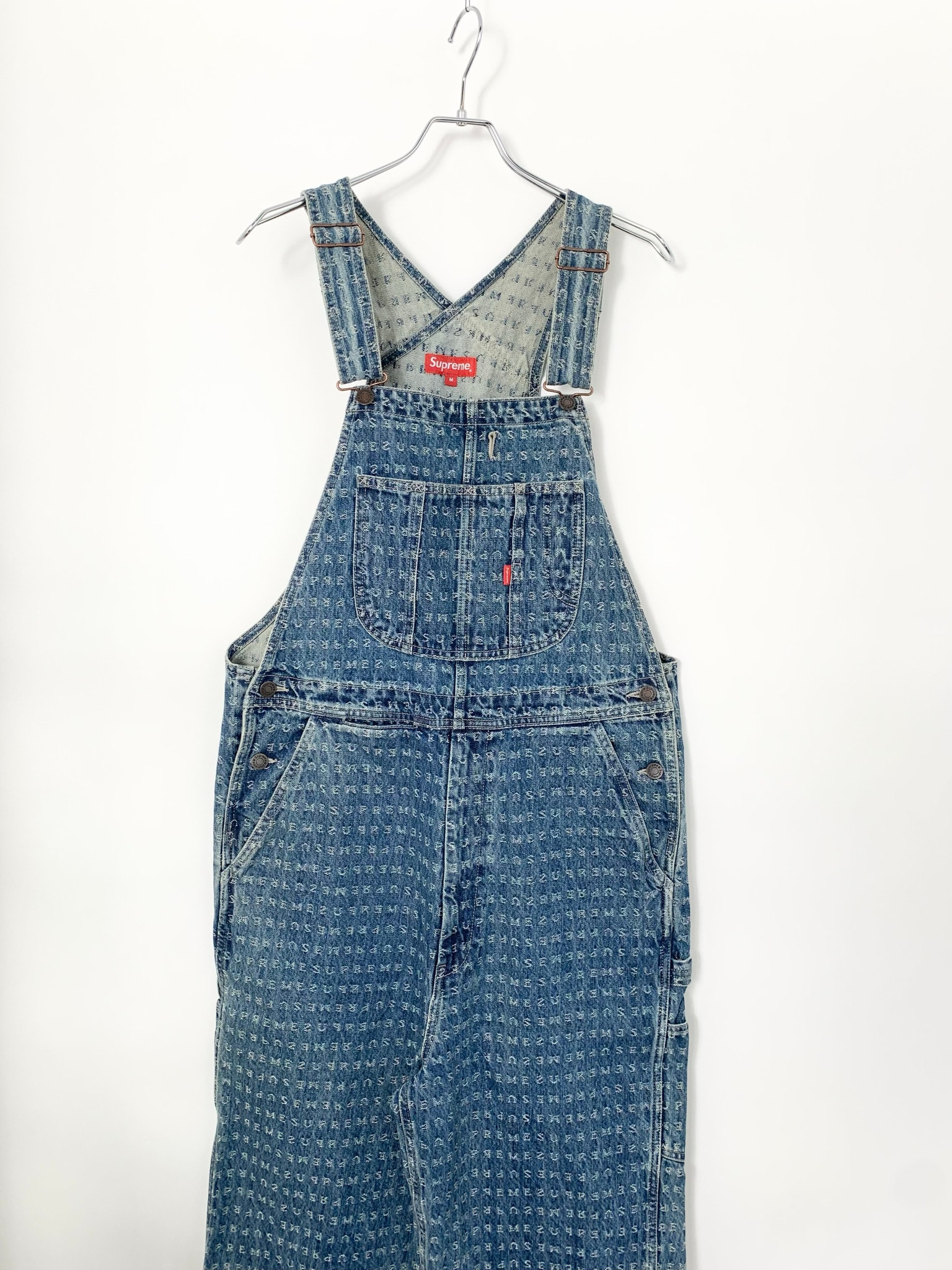 Supreme Jacquard Logos Denim Overalls "Blue"