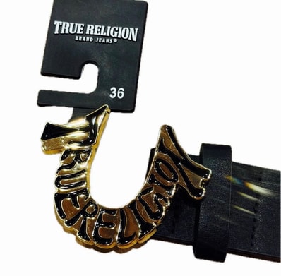 新品 ベルト True Religion トゥルーリリジョン 馬蹄バックル ベルト ブラック 36