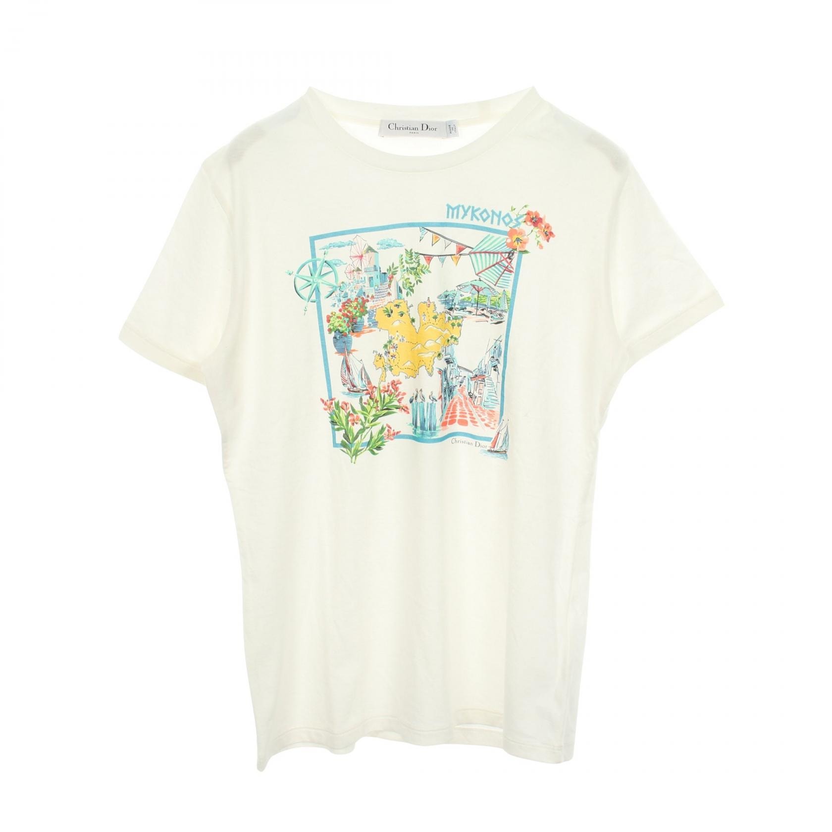 ディオール Dior Dior Souvenir プリント 半袖Tシャツ 衣料品 トップス コットン レディース ホワイト系 【中古】