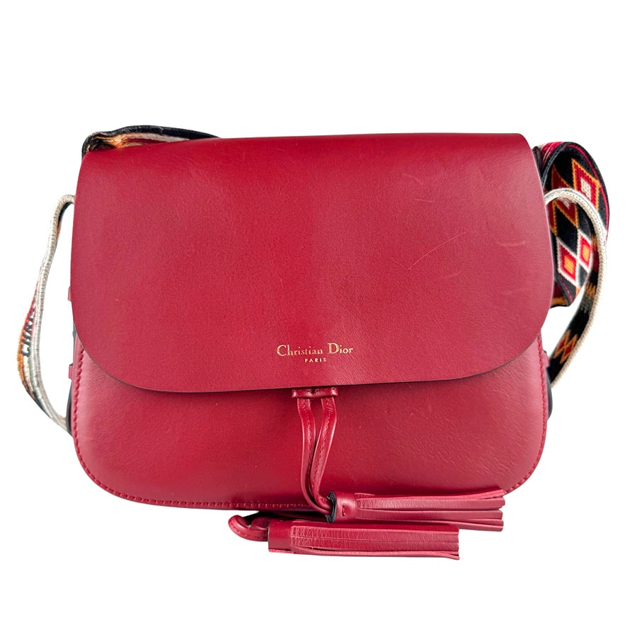 クリスチャンディオール Christian Dior ショルダーバッグ レザー レッド レディース【中古】 z9366